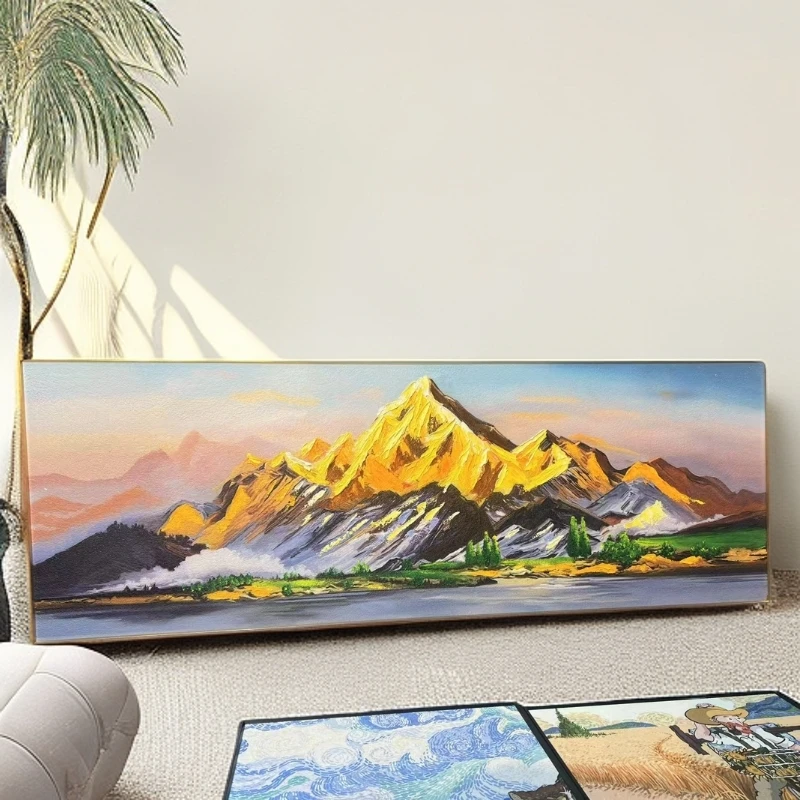 《砂岩肌理油画》装饰画风景客厅墙卧室餐厅玄关挂画日照金山70200
