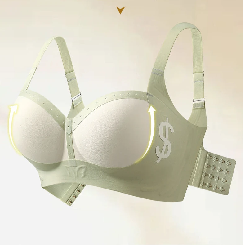 $ logo款全罩杯光面无痕上托收副乳舒适大码内衣