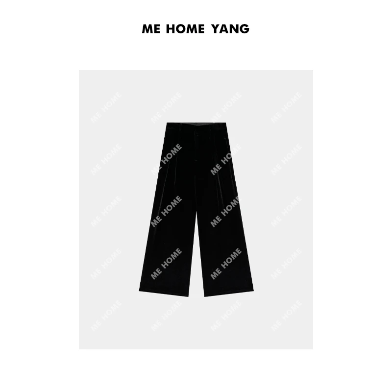ME【丝绒西裤】黑色加绒十分裤早春新款显瘦休闲加厚休闲裤MEQC2507