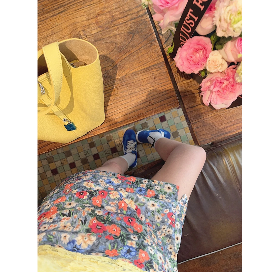 智英欧尼【牛仔印花碎花半身裙短裙裤裙时尚显白2025夏季新款显瘦】