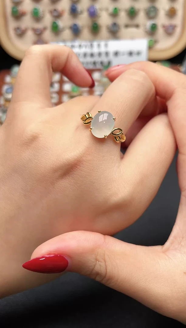 银S925镶嵌戒指翡翠一物一证一礼盒