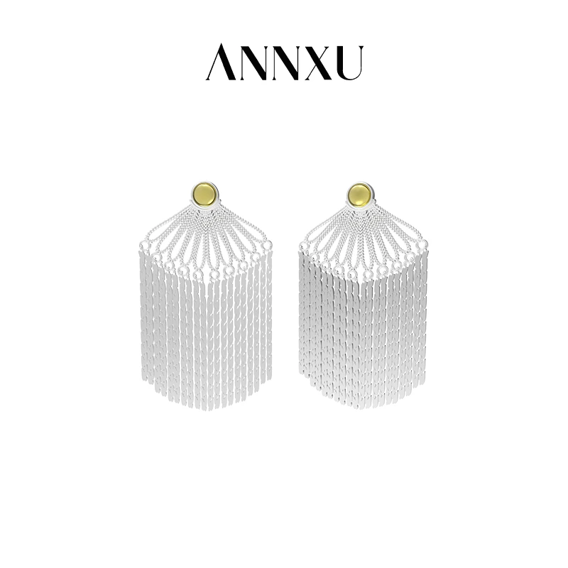 ANNXU 铜合金琉璃耳饰 钱币系列钱币祥云流苏耳钉耳饰