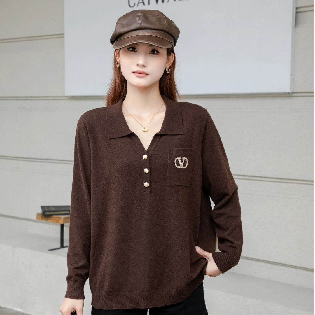 冬季新款大码休闲遮肉显瘦针织休闲T恤8022