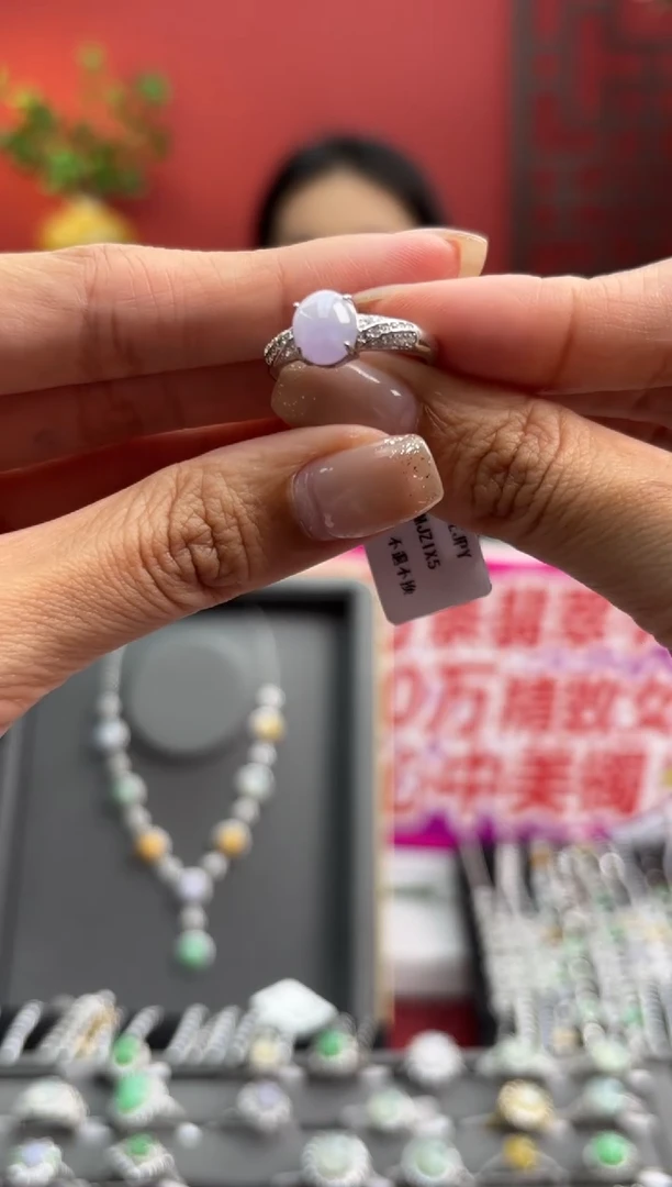 银S925镶嵌戒指翡翠004285r