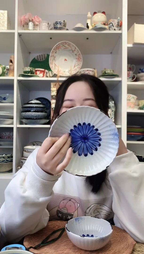 陶瓷有田烧手绘菊花小盘16cm