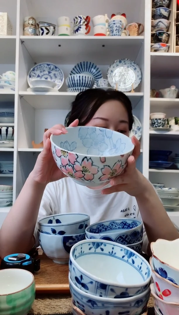 陶瓷美浓烧樱花面碗