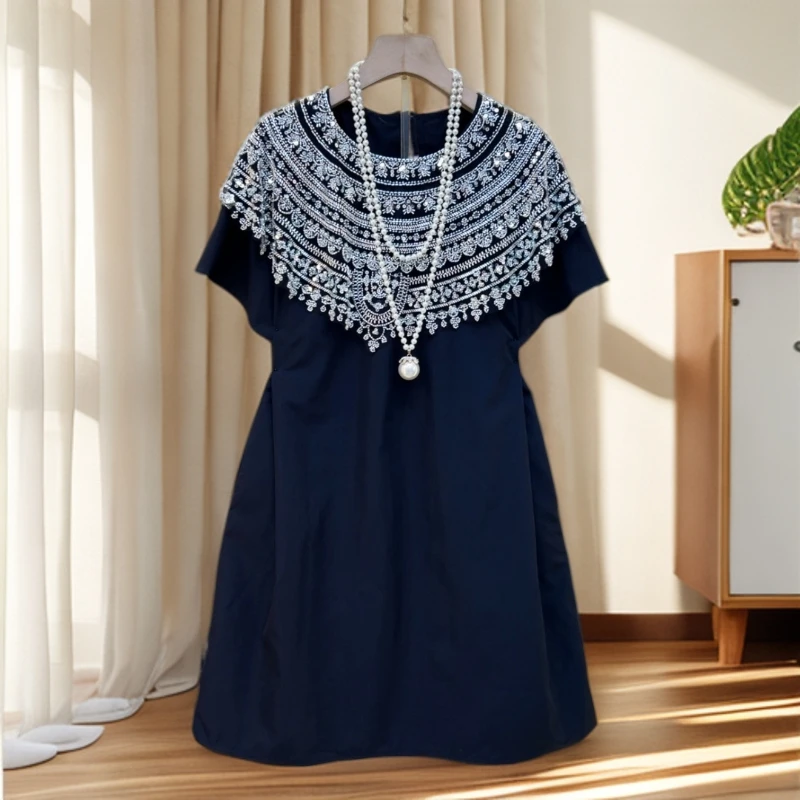 2025年夏季新款韩版爆款连衣裙女时尚洋气圆领宽松显瘦休闲长裙潮