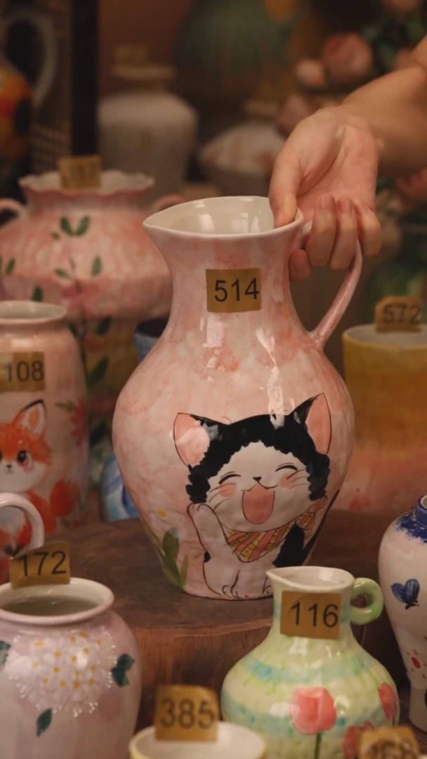 陶瓷514景德镇设计师手作花器摆件侘寂风
