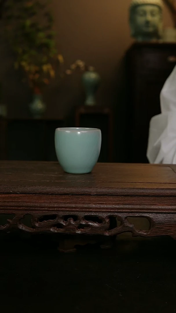 摆件仿古手工军绿缸杯