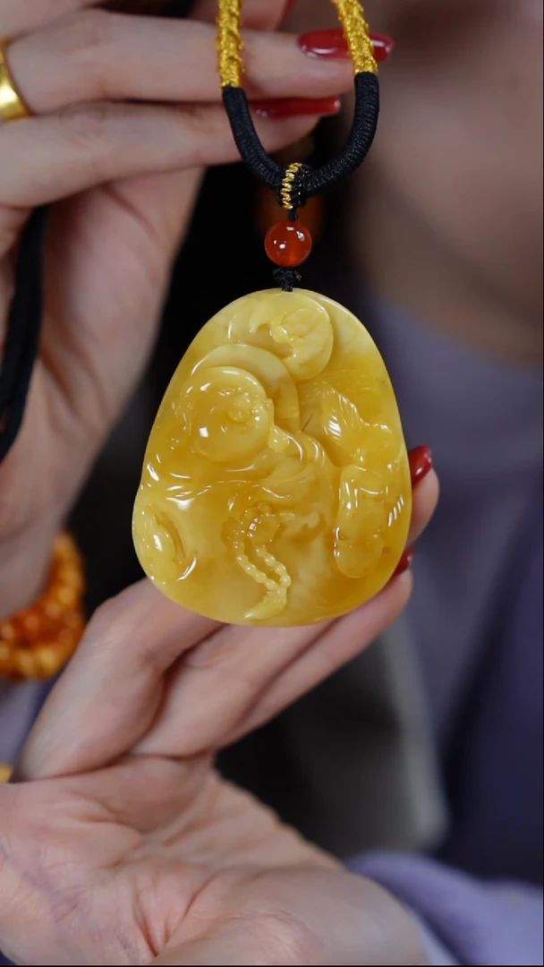 【闪购商品】琥珀颈饰未镶嵌王君老师作品-弥勒佛