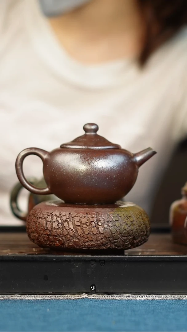 茶壶紫砂柴烧紫砂天青圆珠
