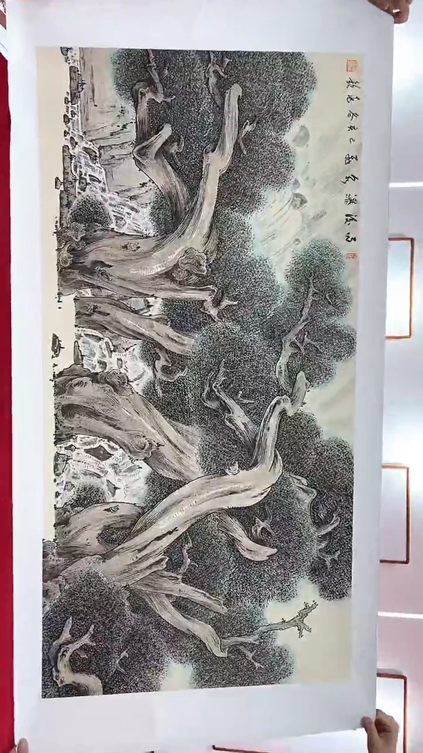 国画宋兆钦绘画8pc古柏