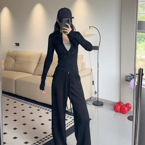 【里里专属】雅赛尔面膜裤早秋慵懒风低腰显瘦直筒抽绳垂垂阔腿长裤