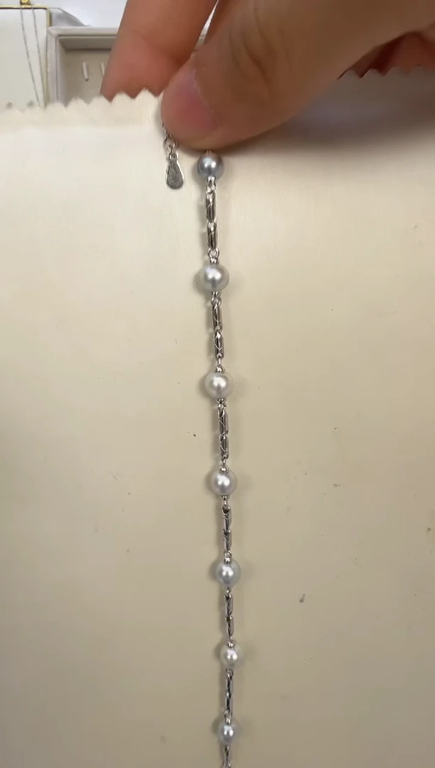 海水珍珠银S925镶嵌手绳6-6.5mm
