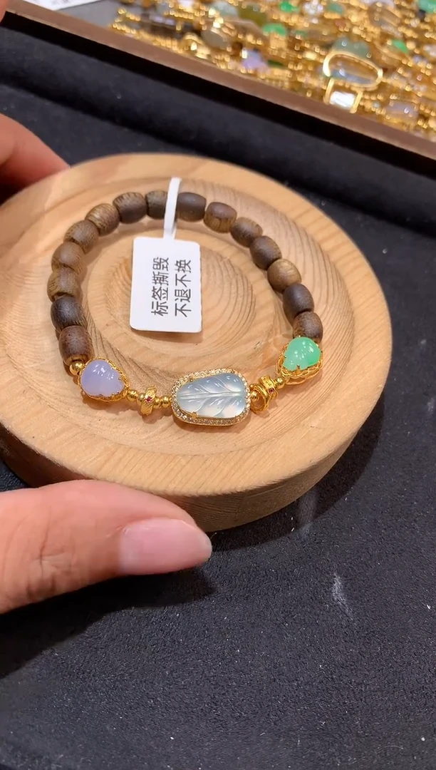 吊坠(不含链)银S925镶嵌翡翠手串