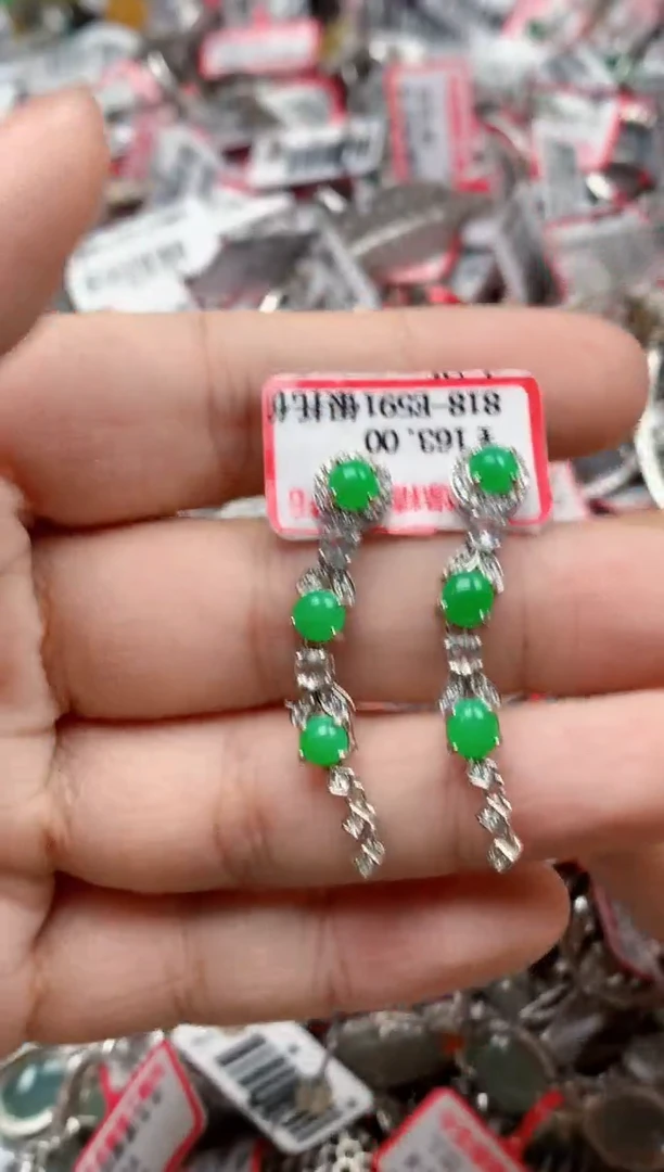 银S925镶嵌戒指翡翠天然A货缅甸翡翠