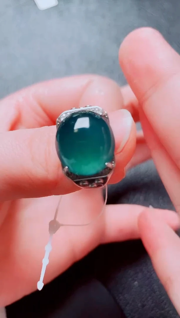 银S925镶嵌戒指翡翠111