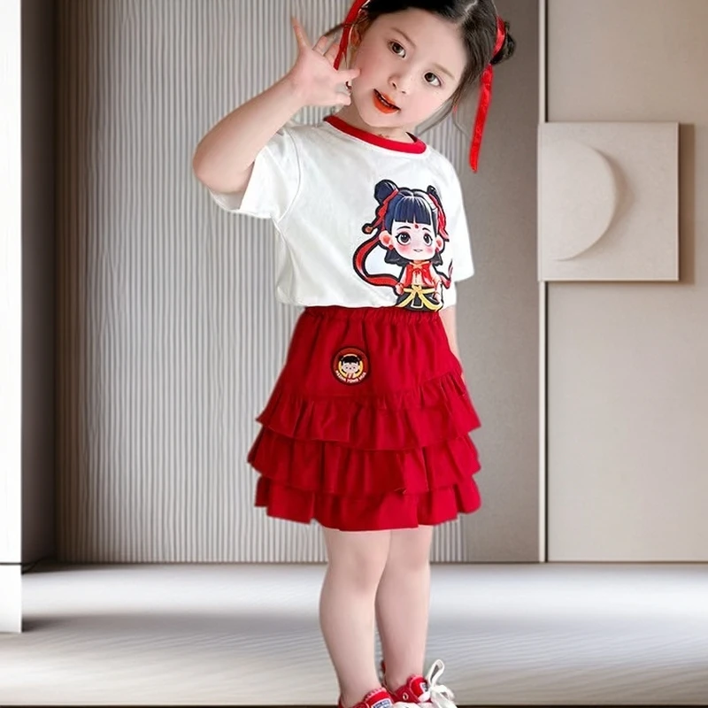 蛋糕裙六一表演两件套时尚网红款式夏季套装有安全裤女童小童