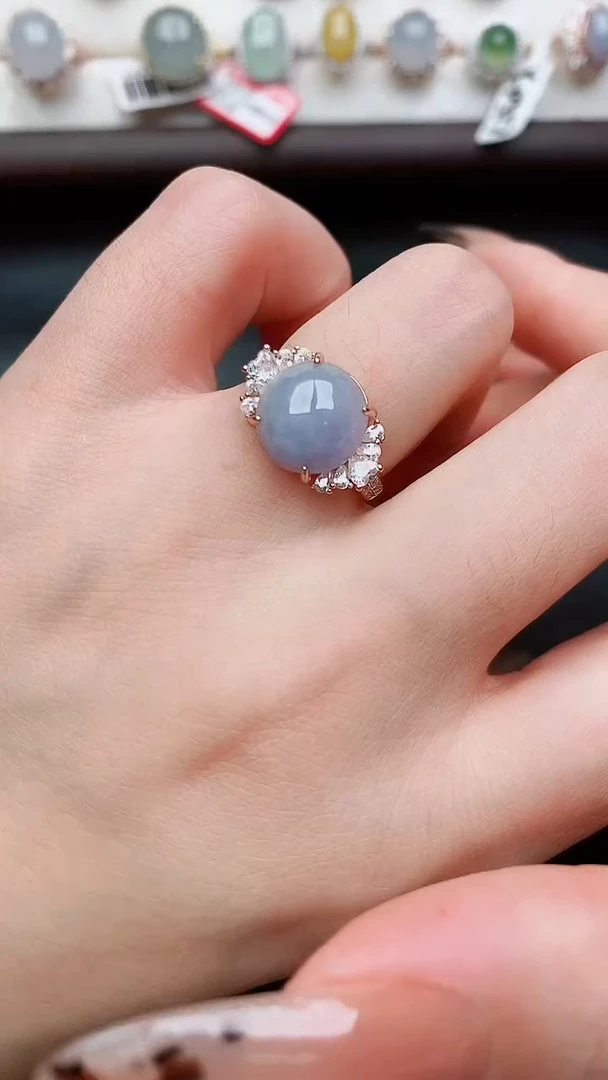 银S925镶嵌戒指翡翠...