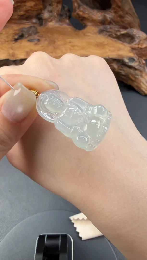 吊坠(不含链)18K金镶嵌翡翠翡翠饰品-42