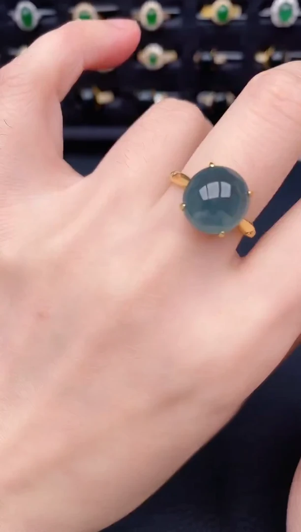 银S925镶嵌戒指翡翠天然a货翡翠46