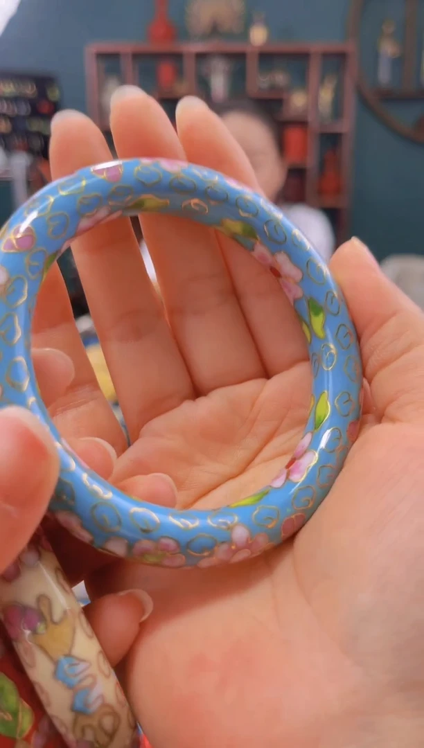 天*非遗 景泰蓝棍镯 60/宽版 天蓝