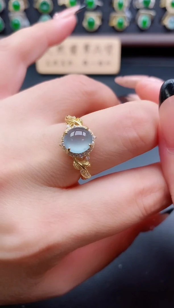 银S925镶嵌戒指翡翠1