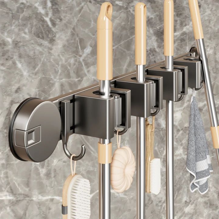 陶市吸盘拖把夹浴室门后免打孔挂扫把拖布挂钩固定置物架收纳神器