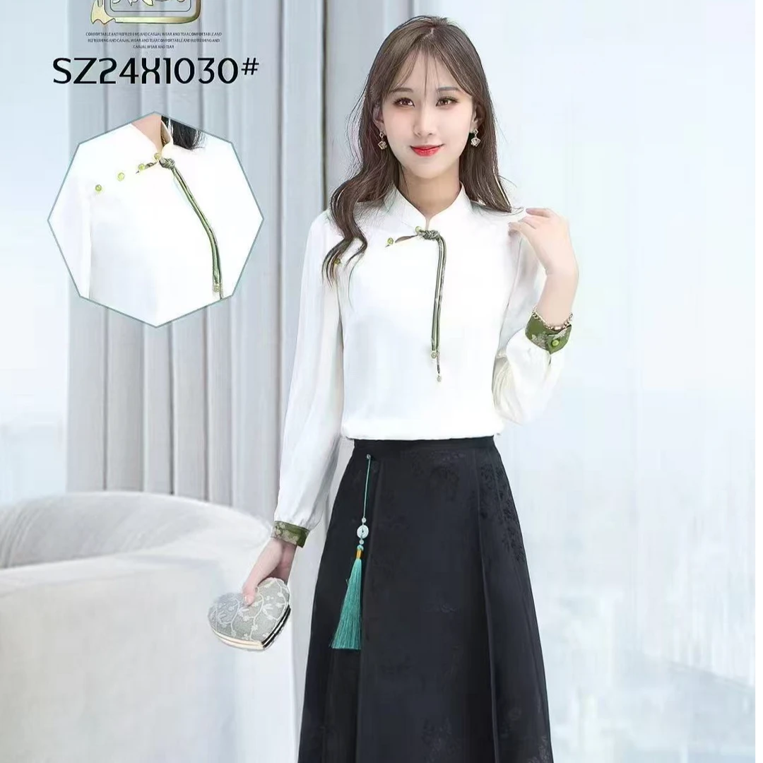 品牌撤柜S546春秋国风改良中式衬衫盘扣宽松衬衫