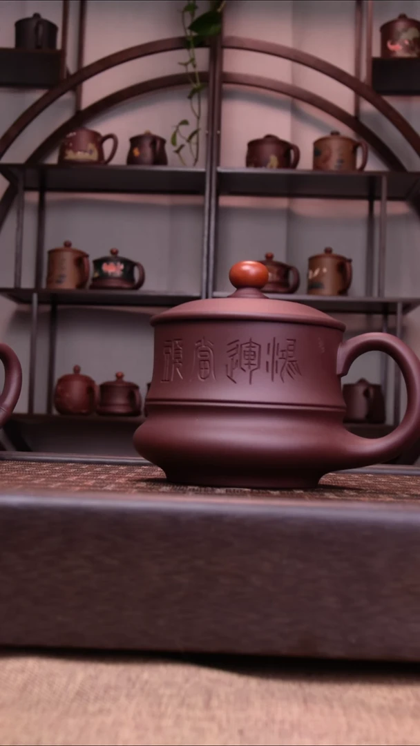茶杯紫砂手工刻绘大鸿运当头400-450CC容量