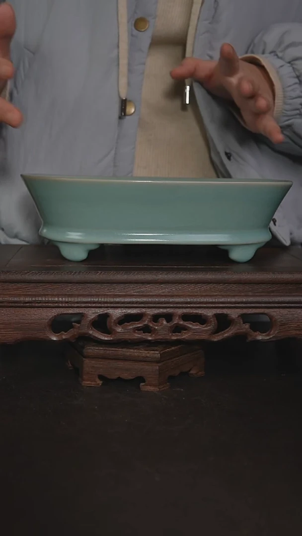 摆件陶汝官窑仿古水仙盆