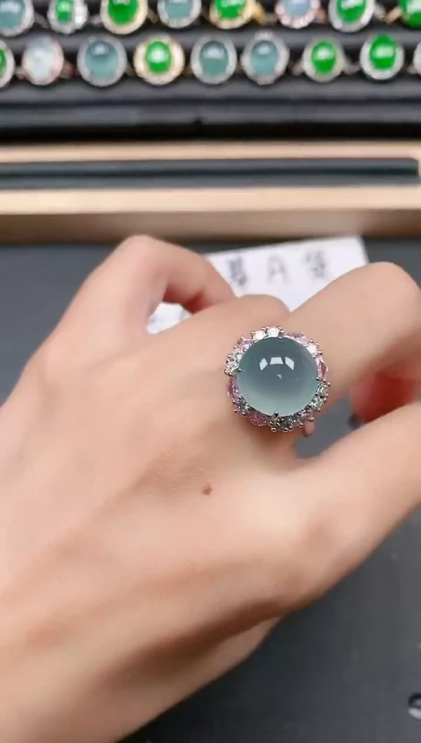 翡翠戒指银S925镶嵌111111