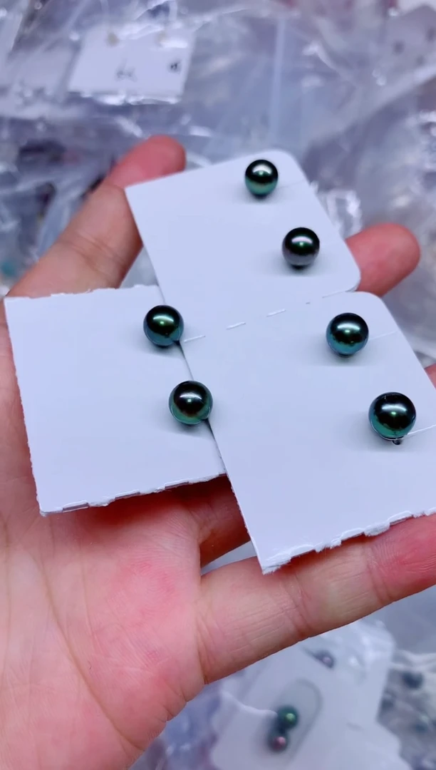 银S925镶嵌海水珍珠耳钉多样性发其一，非无暇