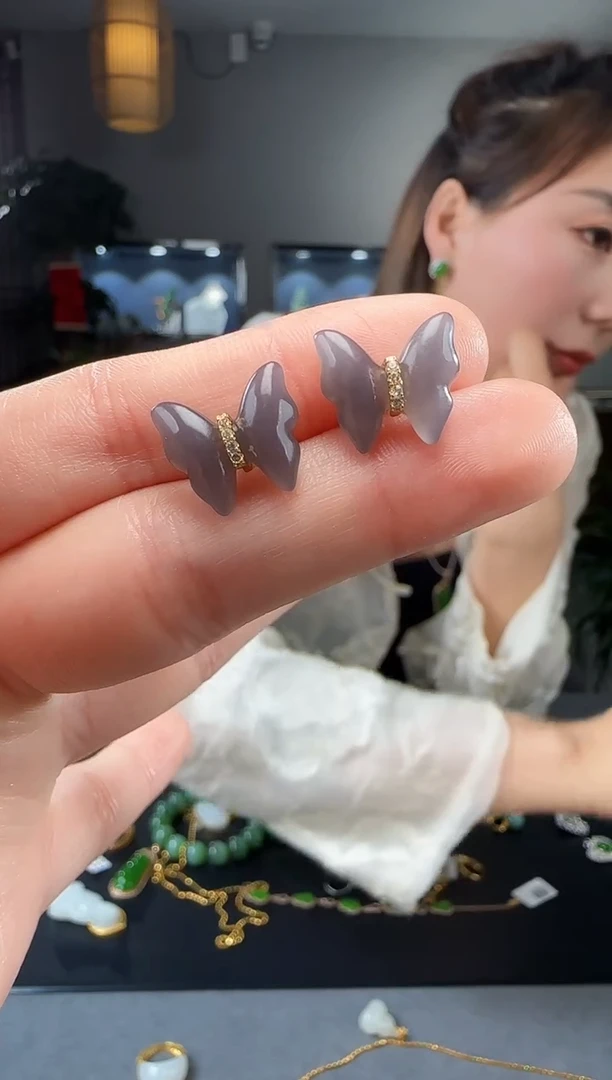 【闪购商品】和田玉耳钉银S925镶嵌1