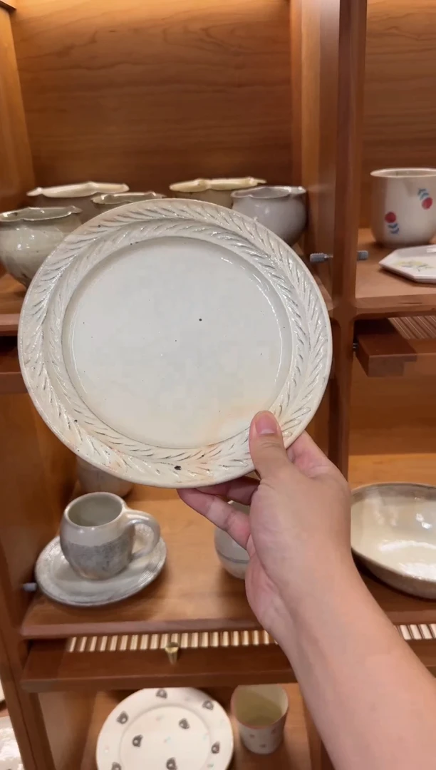 陶日本陶艺手作作家器物古谷浩一麦穗圆盘