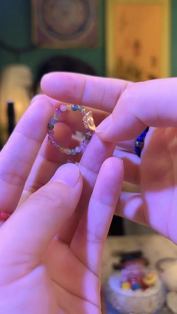 碧玺戒指银S925镶嵌碧玺元宝戒指