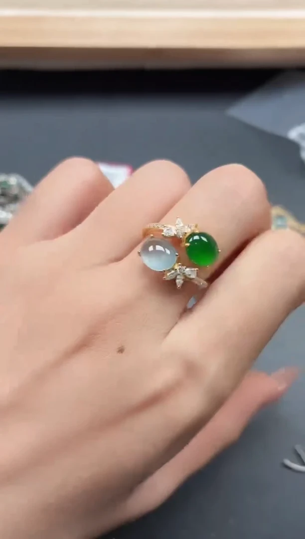 银S925镶嵌戒指翡翠111
