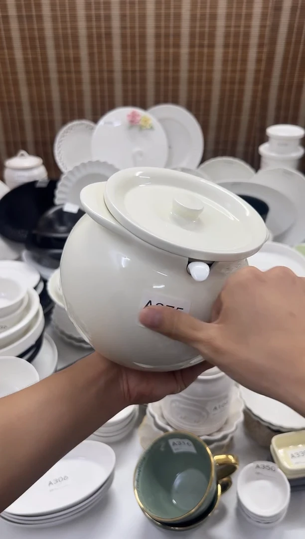 瓷【A375】1500ML黄色猪油罐