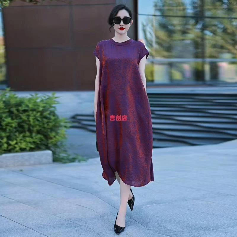8520-1气质减龄显瘦遮肉连衣裙妈妈夏装时尚连衣裙中老年长裙子