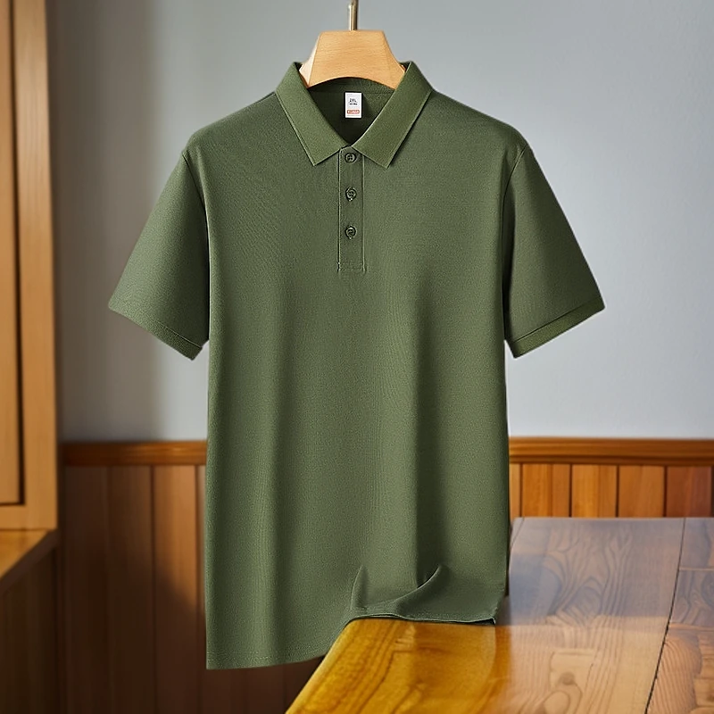 2025夏季男士翻领短袖T恤加肥加大码男装透气男式半袖休闲POLO衫