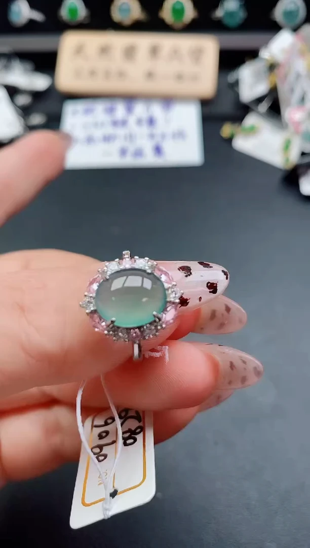 银S925镶嵌戒指翡翠1
