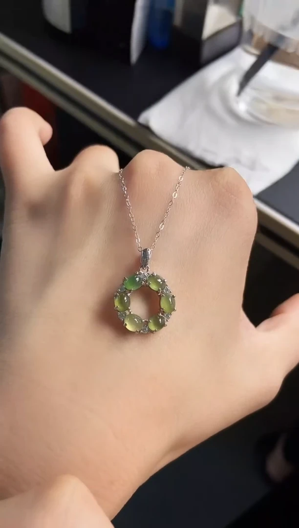 颈饰银S925镶嵌翡翠12