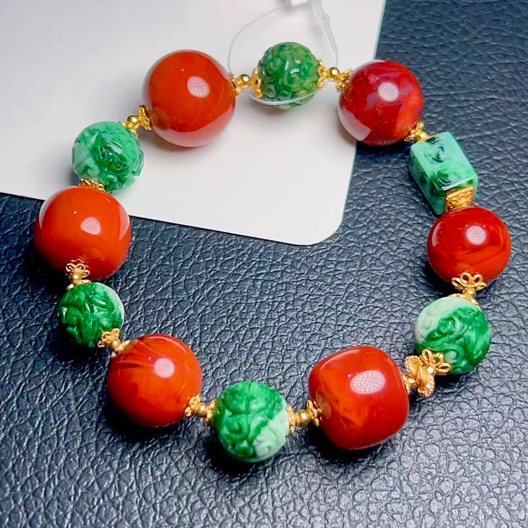 南红翡翠双拼手串MXQ1223-2