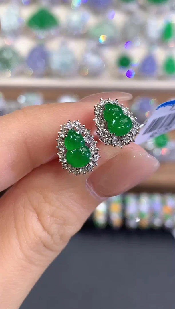 18K金镶嵌翡翠耳饰a98  多样性一件发货