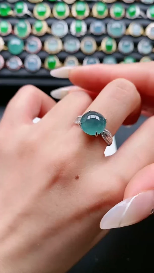 【闪购商品】翡翠戒指银S925镶嵌111111