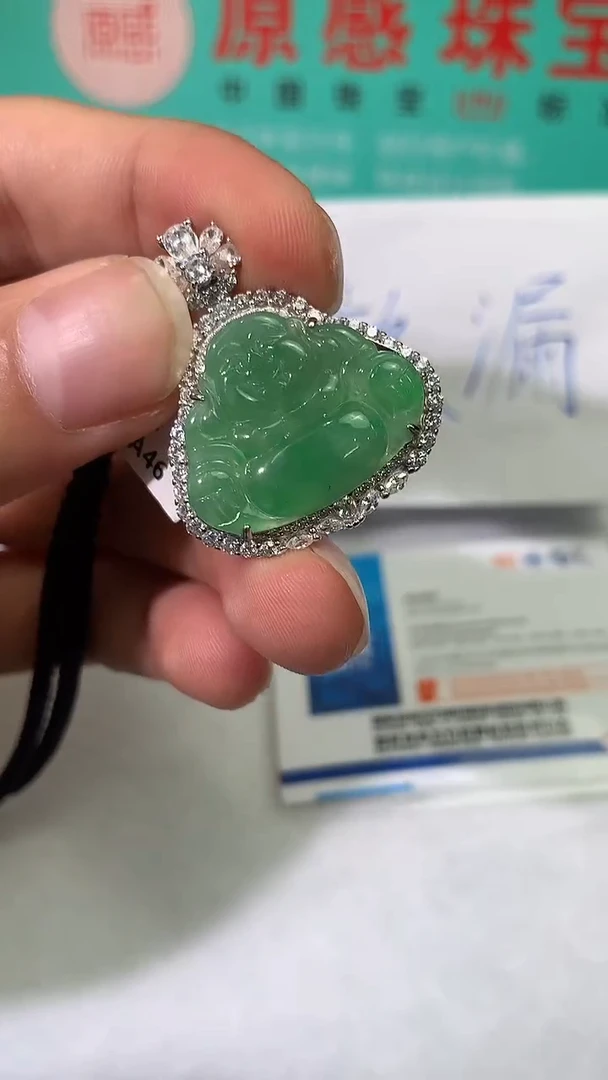 吊坠(不含链)银S925镶嵌翡翠佛公