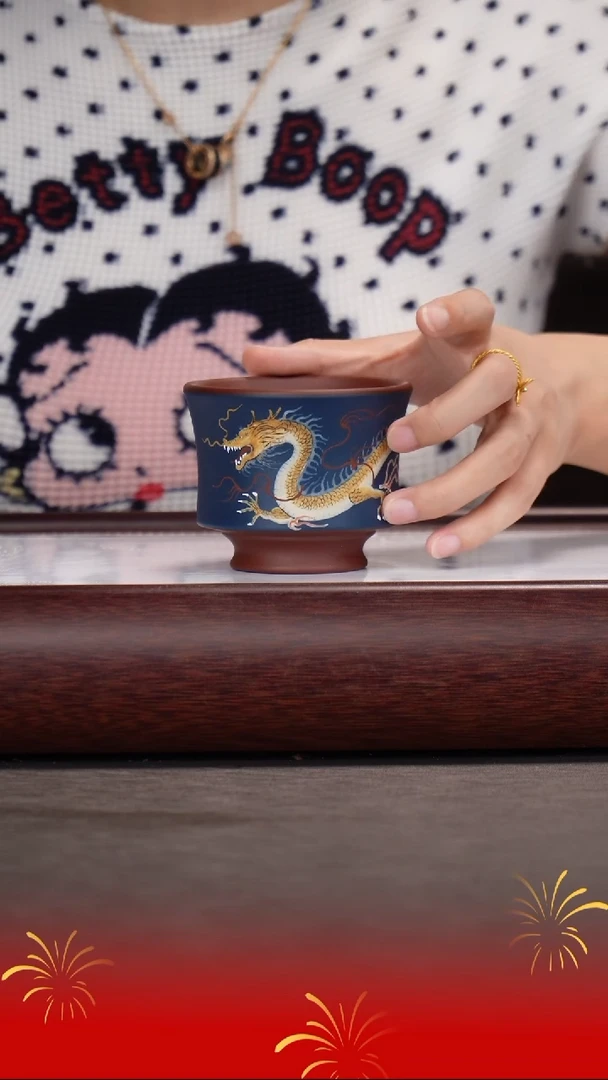 茶壶紫砂紫泥龙杯