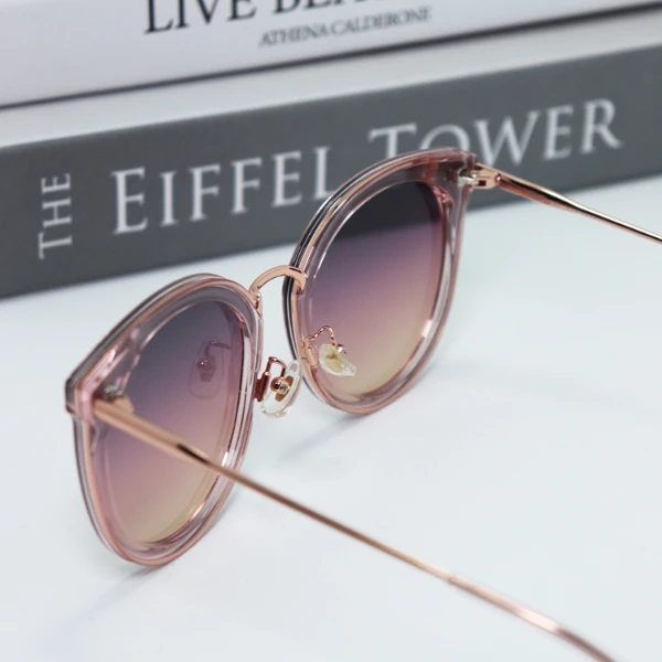 女款透粉渐变紫圆框百搭太阳镜遮阳遮阳