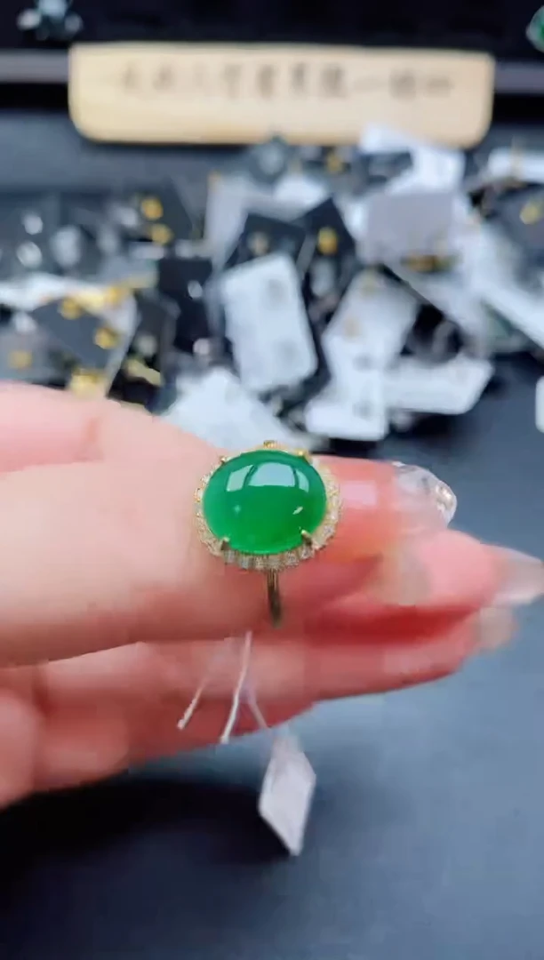 银S925镶嵌戒指翡翠1