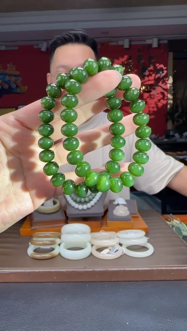 未镶嵌手串和田玉碧玉猫算盘珠单圈手串多样性发货拍一发一